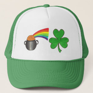 Rainbow Pot of Gold Shamrock St. Patrick's Day Trucker Hat