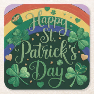 Rainbow Pot Of Gold St. Patrick's Day Coaster