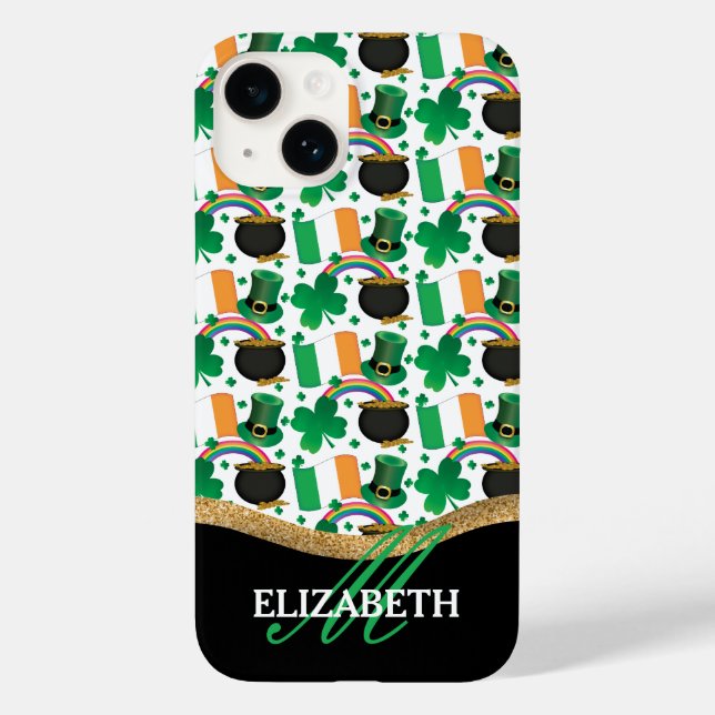 Rainbow | Pot of Gold St Patricks Day Monogram Case-Mate iPhone Case (Back)