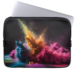 Rainbow Powder Blast On Black Laptop Sleeve