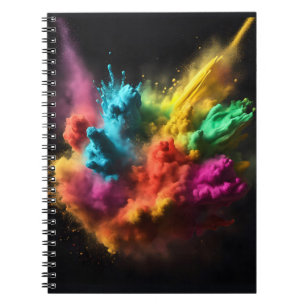 Rainbow Powder Blast On Black Notebook