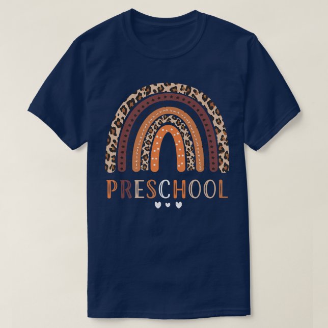 Rainbow Preschool Back To School Teacher First Day T-Shirt (Design Front)