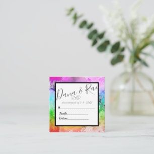 Rainbow Pride Alcohol Ink Watercolor RSVP Enclosure Card