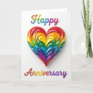 Rainbow Pride Anniversary Card, happy anniversary, Holiday Card