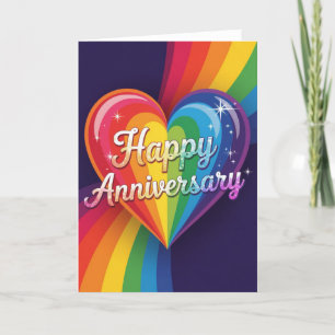 Rainbow Pride Anniversary Card, happy anniversary, Holiday Card