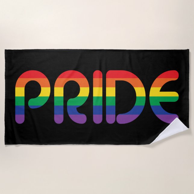 Rainbow Pride Balloon Letters Beach Towel (Front)