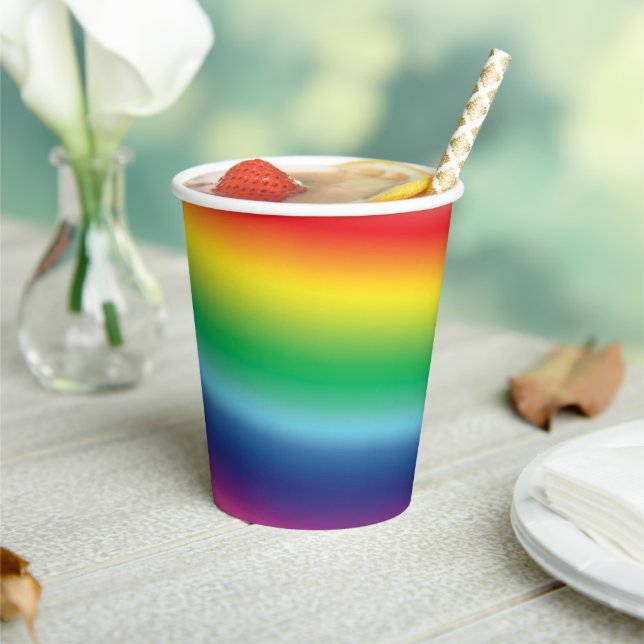 Rainbow pride colours lgbt lgbtq pattern party paper cups (Insitu)