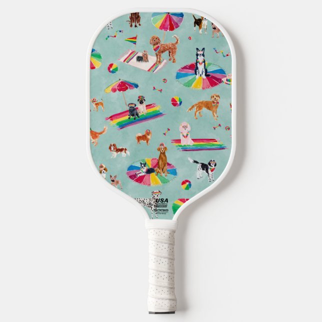 RAINBOW PRIDE DOG BEACH PICKLEBALL PADDLE (Front)