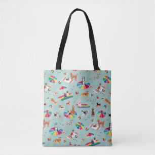 RAINBOW PRIDE DOG BEACH TOTE BAG