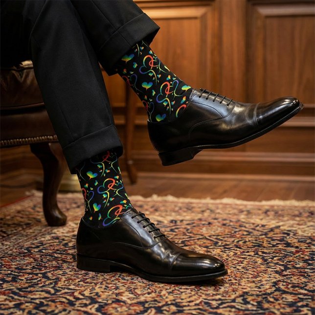 Rainbow Pride Entwined Hearts Socks (Creator Uploaded)