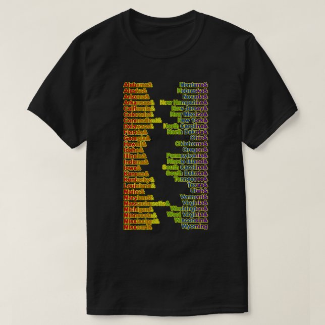 Rainbow Pride Fifty States LGBTQ T-Shirt (Design Front)