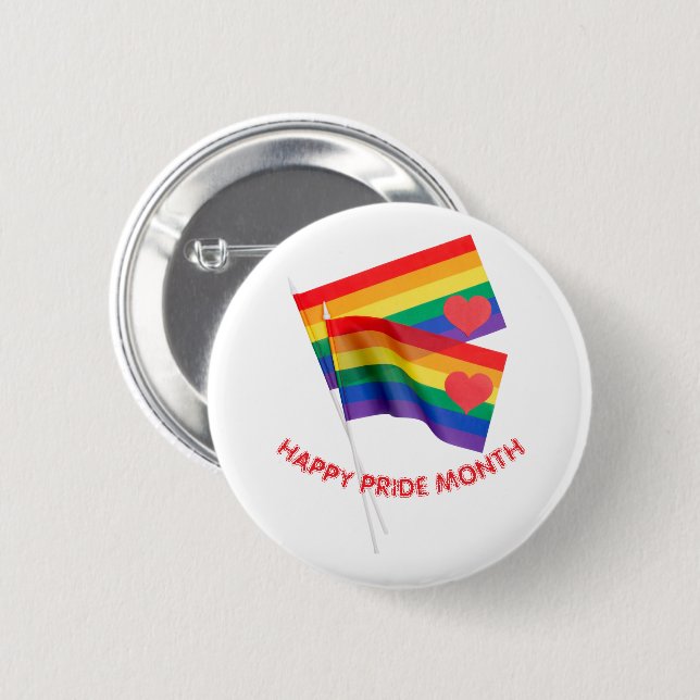 Rainbow Pride Flag Heart Love  6 Cm Round Badge (Front & Back)