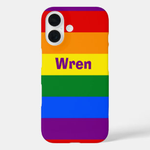 Rainbow Pride Flag Name or Monogram iPhone 16 Case