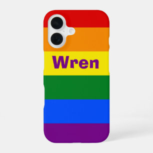 Rainbow Pride Flag Name or Monogram iPhone 16 Case