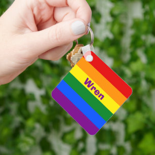 Rainbow Pride Flag Name or Monogram Key Ring