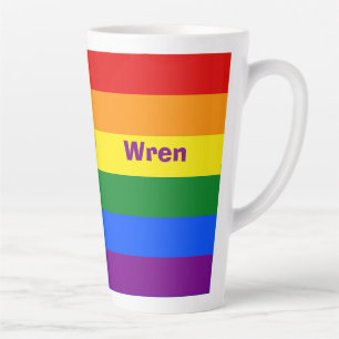 Rainbow Pride Flag Name or Monogram Latte Mug