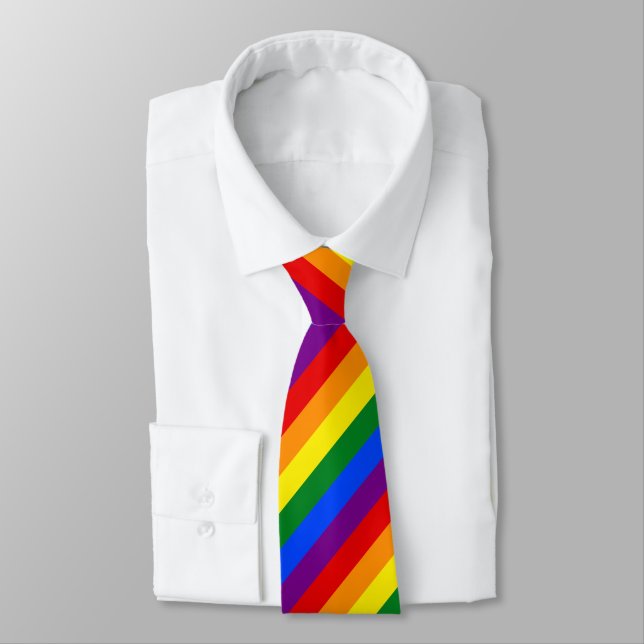 Rainbow Pride Flag Neck Tie (Tied)