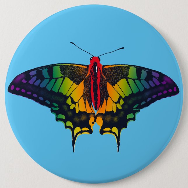Rainbow Pride Flag Swallowtail Butterfly 6 Cm Round Badge (Front)