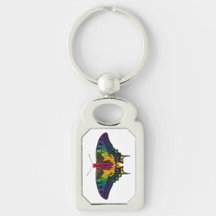 Rainbow Pride Flag Swallowtail Butterfly Key Ring