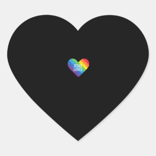 Rainbow Pride Gay Christian LGBTQ+ Jesus Loves T-S Heart Sticker