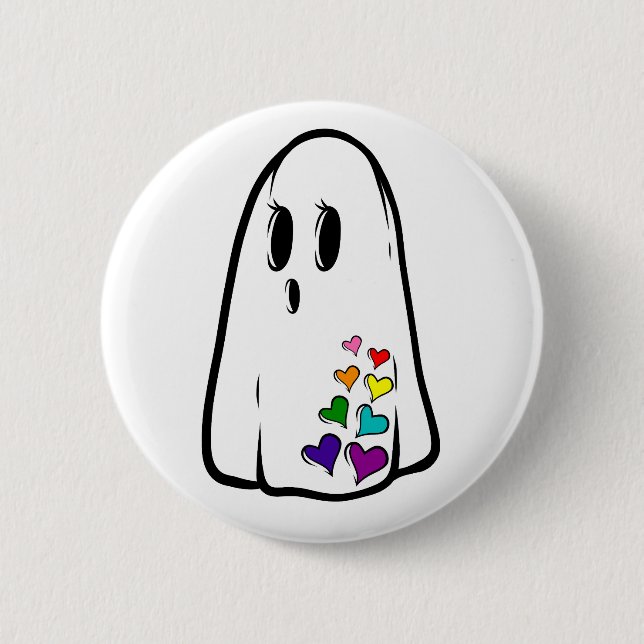 Rainbow Pride Ghost 6 Cm Round Badge (Front)