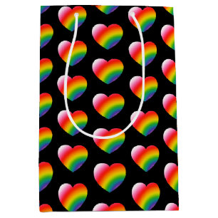 Rainbow Pride Gradient Hearts Pattern Medium Gift Bag