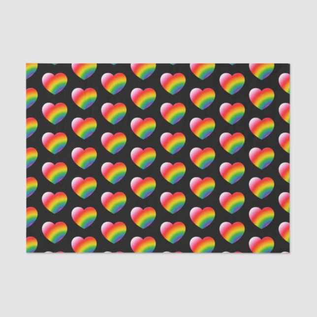 Rainbow Pride Gradient Hearts Pattern Tissue Paper (Front)