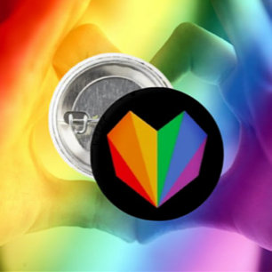 Rainbow Pride Heart Button