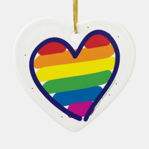 Rainbow Pride Heart Ceramic Tree Decoration