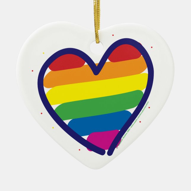 Rainbow Pride Heart Ceramic Tree Decoration (Front)