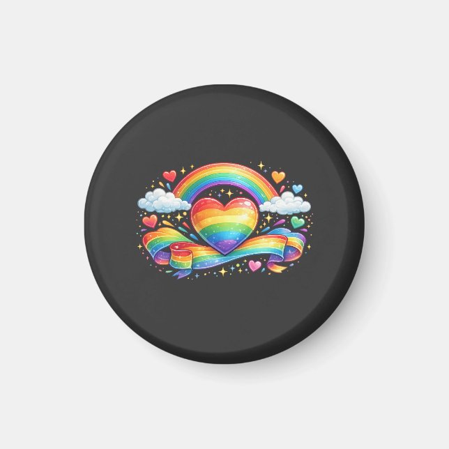 Rainbow Pride Heart – Colourful LGBTQ+ Love Design Magnet (Front)