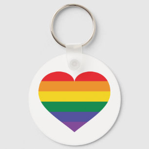 Rainbow pride heart key ring