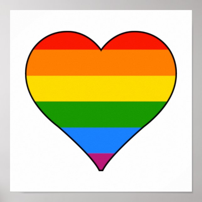 Rainbow Pride Heart Love Wall Art Poster  (Front)