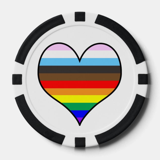 Rainbow Pride Heart  Poker Chips (Front)