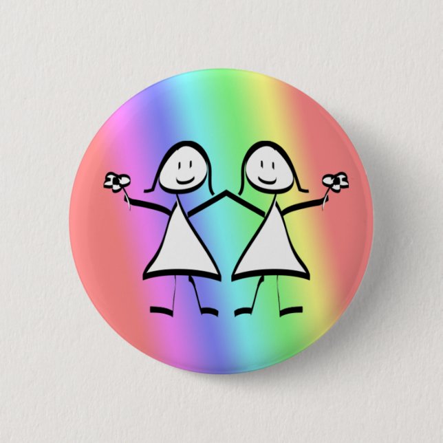 Rainbow Pride Lesbian Brides 6 Cm Round Badge (Front)