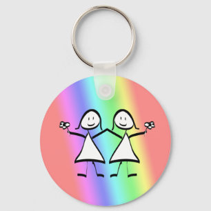 Rainbow Pride Lesbian Brides Key Ring
