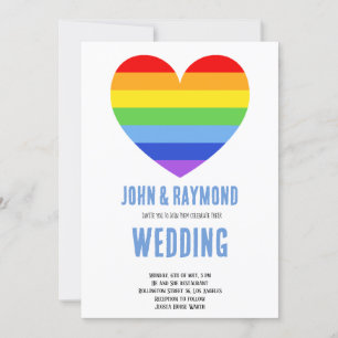 Rainbow Pride LGBT Flag Gay Wedding Invitation