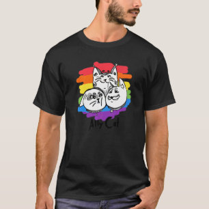 Rainbow Pride Lgbt Gay Flag Ally Cat T-Shirt