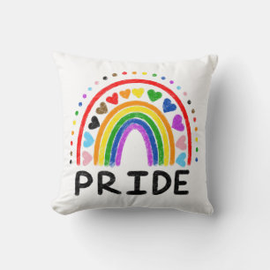 Rainbow Pride LGBTQ+ Crayon Doodle Double-Sided Cushion