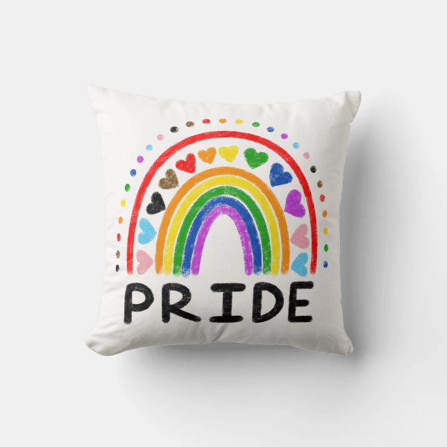 Rainbow Pride LGBTQ+ Crayon Doodle Double-Sided Cushion (Front)