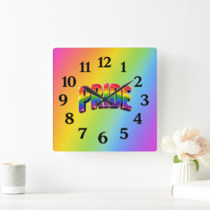 Rainbow PRIDE LGBTQIA+ Community Square Wall Clock