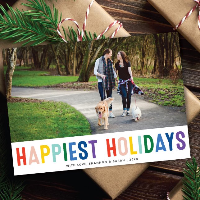 Rainbow Pride LGTBQ Happiest Holidays | Photo Card (Creator Uploaded)