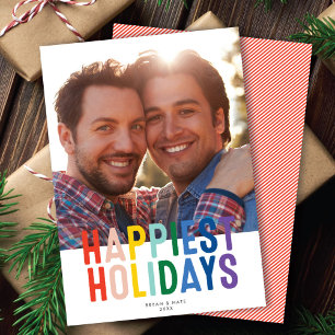 Rainbow Pride LGTBQ Happiest Holidays   Photo Card