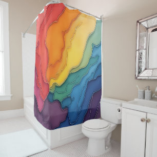 Rainbow pride love happy colourful shower curtain