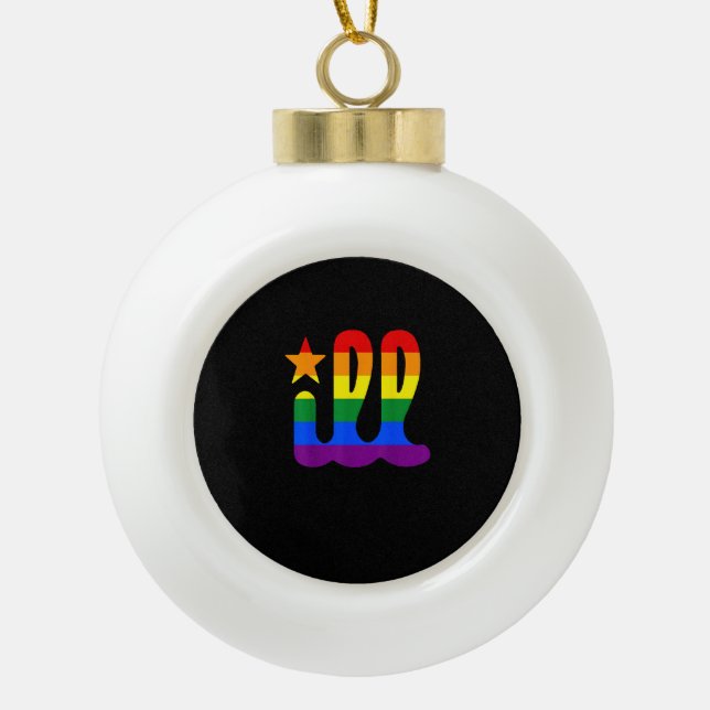 Rainbow Pride Love ill Philadelphia Philly Gay Pri Ceramic Ball Christmas Ornament (Front)