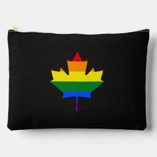 Rainbow pride maple leaf accessory pouch