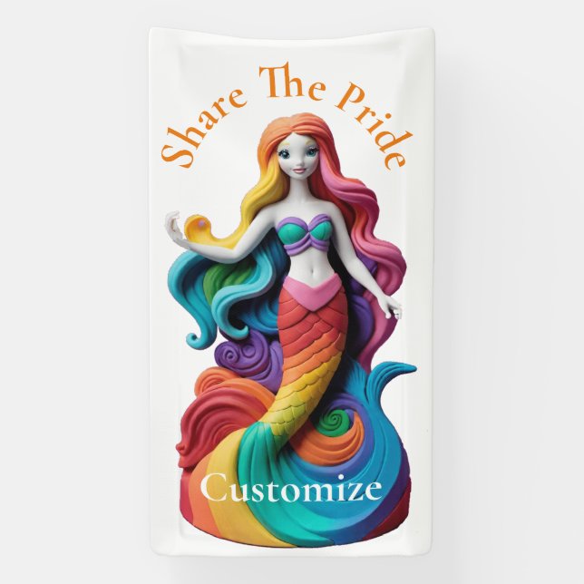 Rainbow Pride Mermaid Thunder_Cove  Banner (Vertical)