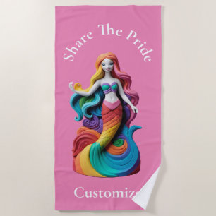Rainbow Pride Mermaid Thunder_Cove  Beach Towel