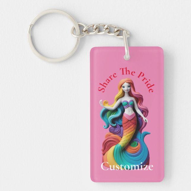 Rainbow Pride Mermaid Thunder_Cove  Key Ring (Front)