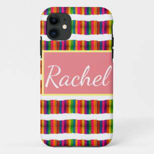 Rainbow pride month back to school add name text Case-Mate iPhone case